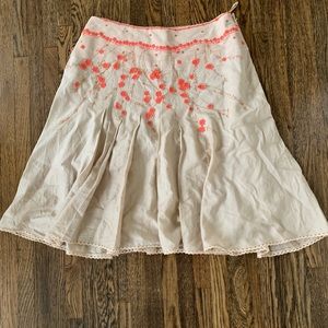 Ted Baker Pleated Skirt with Orange Flower Details